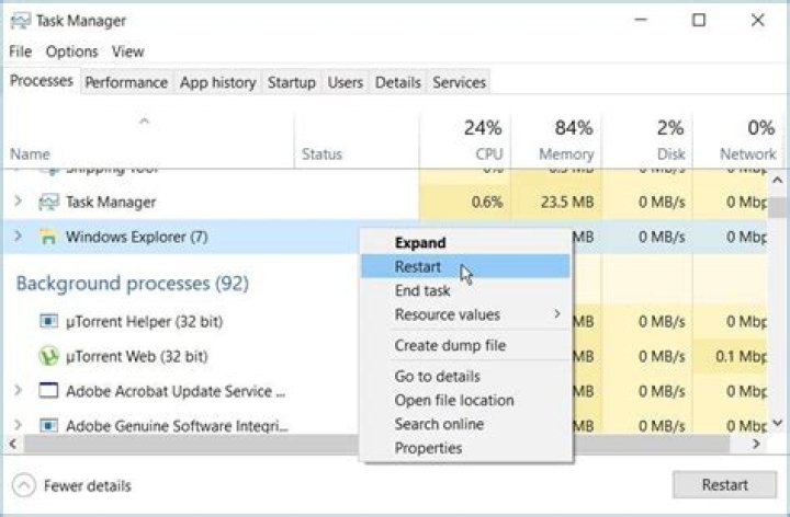Restarting File Explorer