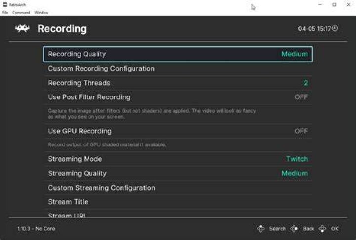 Retroarch Settings Recording Options