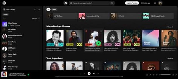 Screenshot showing Spotify's music genres