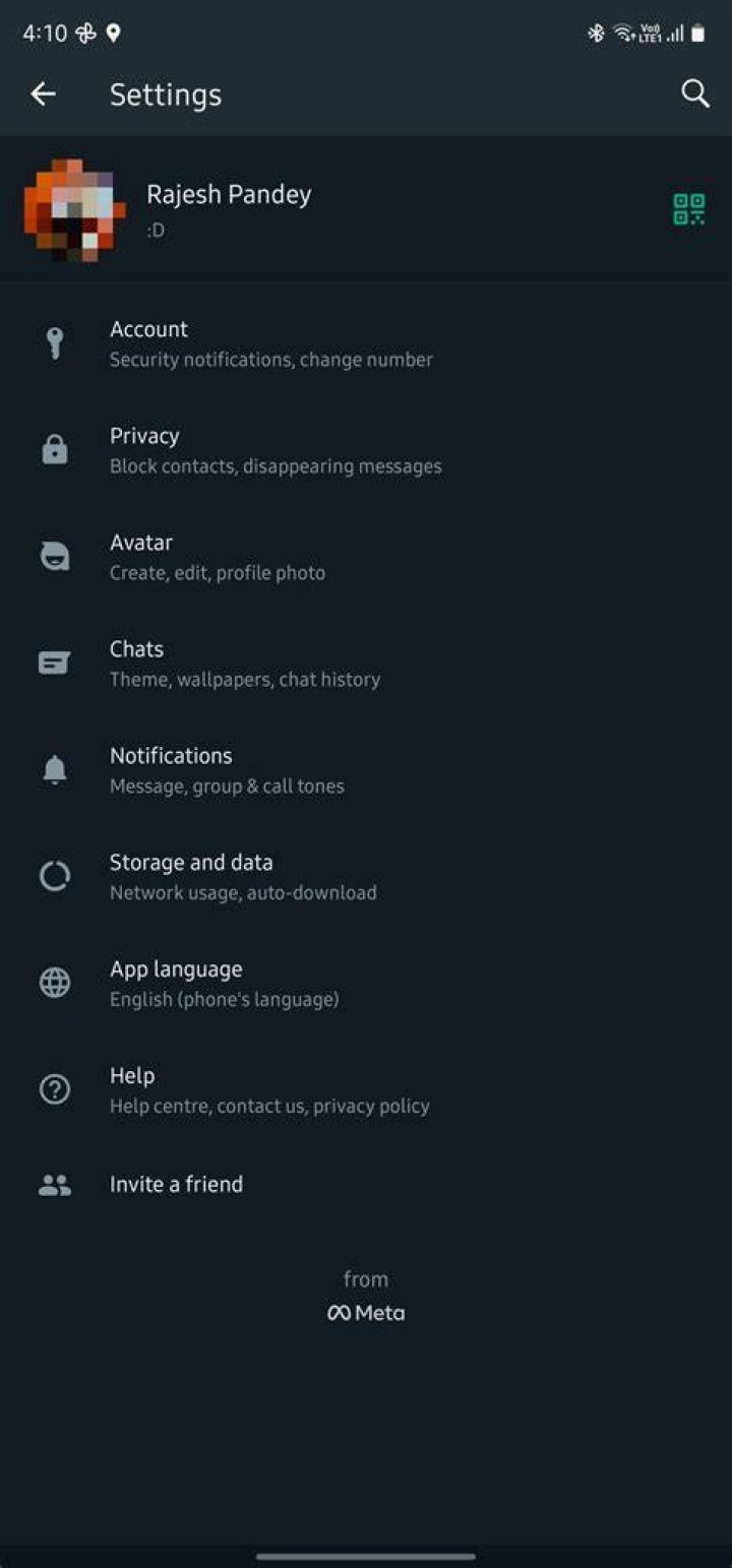 search whatsapp menu