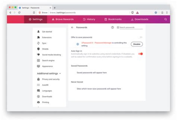 security settings on Brave