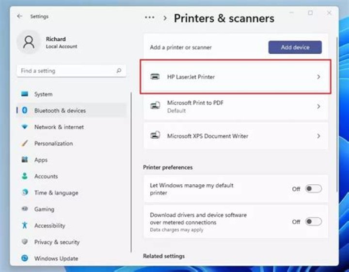 select the printer and add it