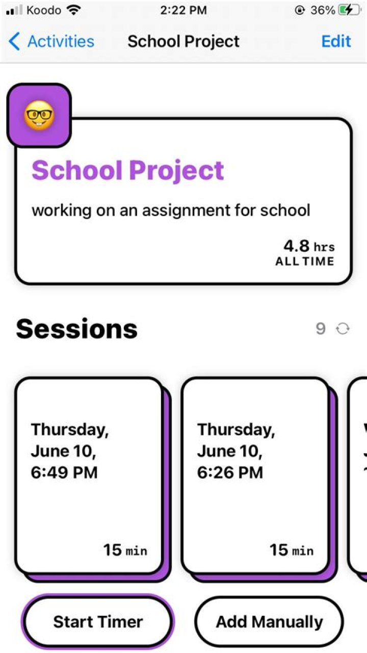 Sessions App Work Session Records