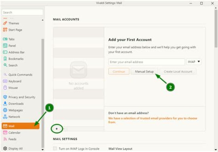Set up Vivaldi mail for free