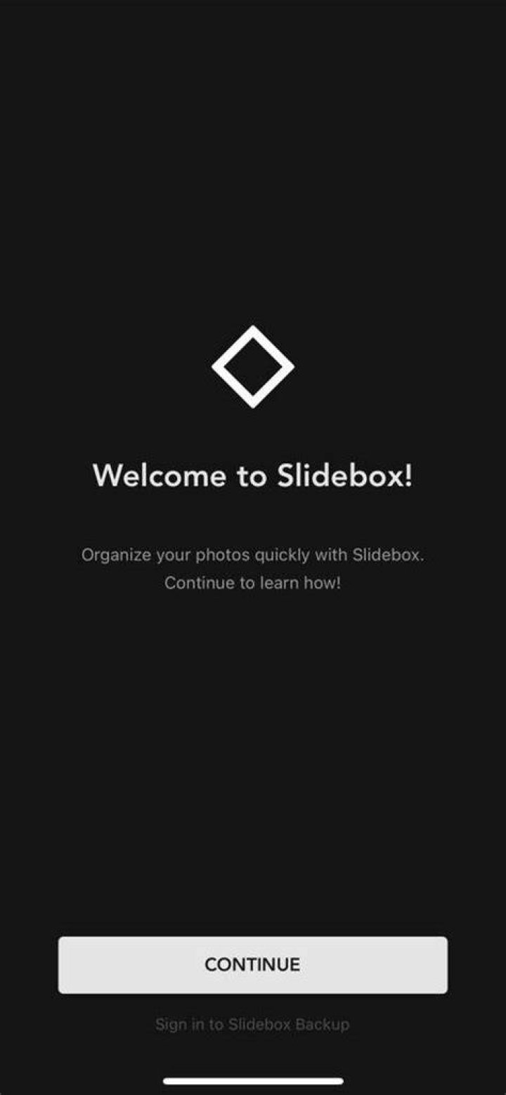 Slidebox welcome screen
