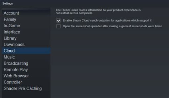 steam cloud settings