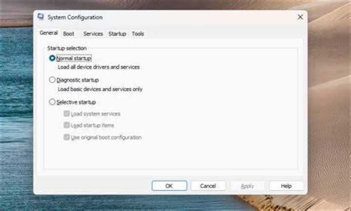 system configuration window