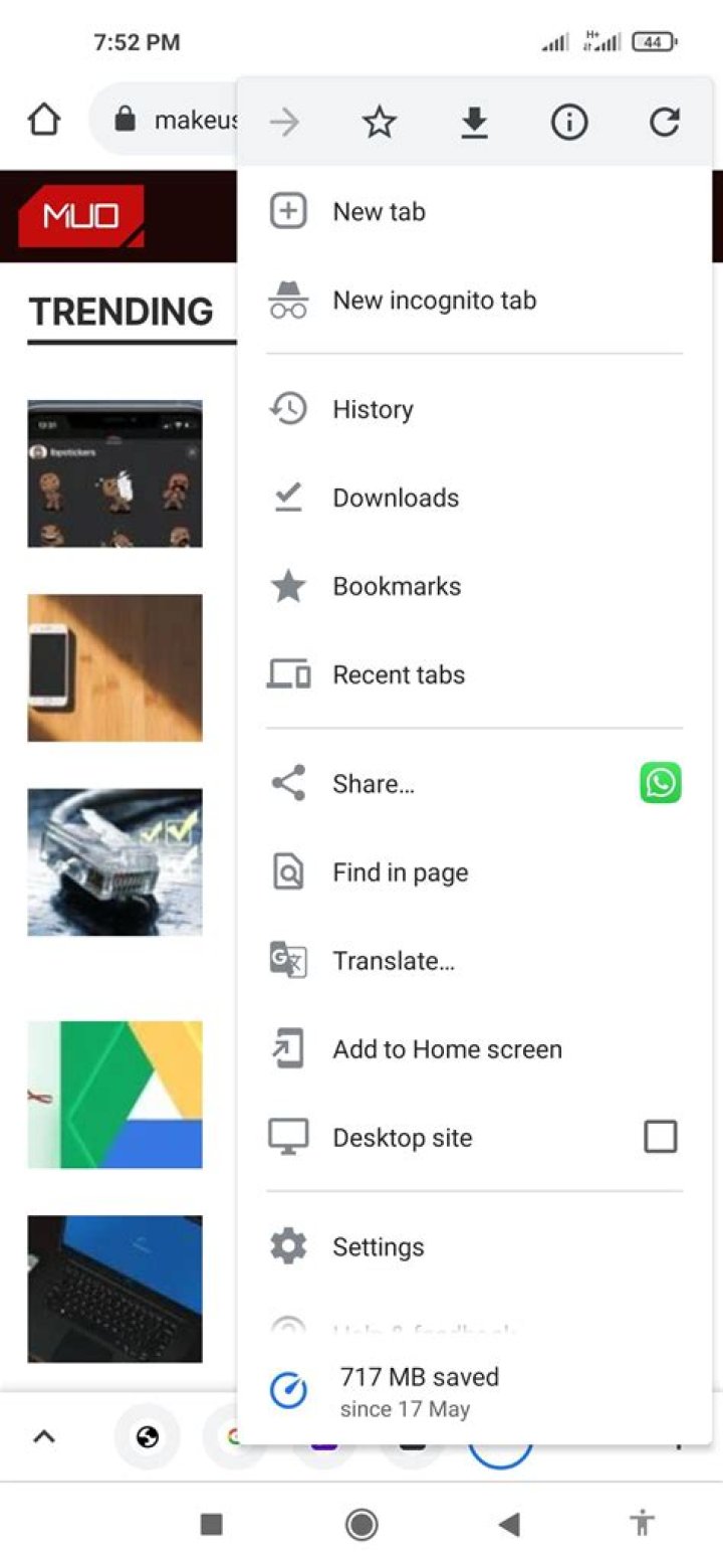 Tap three dots menu button