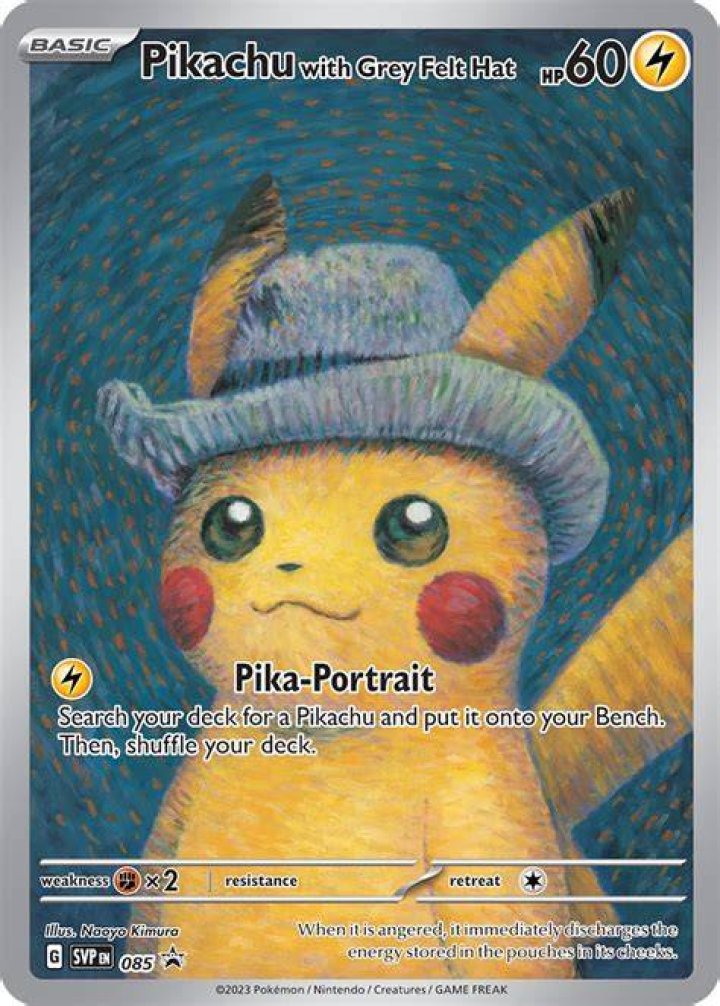 TCG Hat Pikachu with its Shiny version. The Shiny version is just slightly darker.