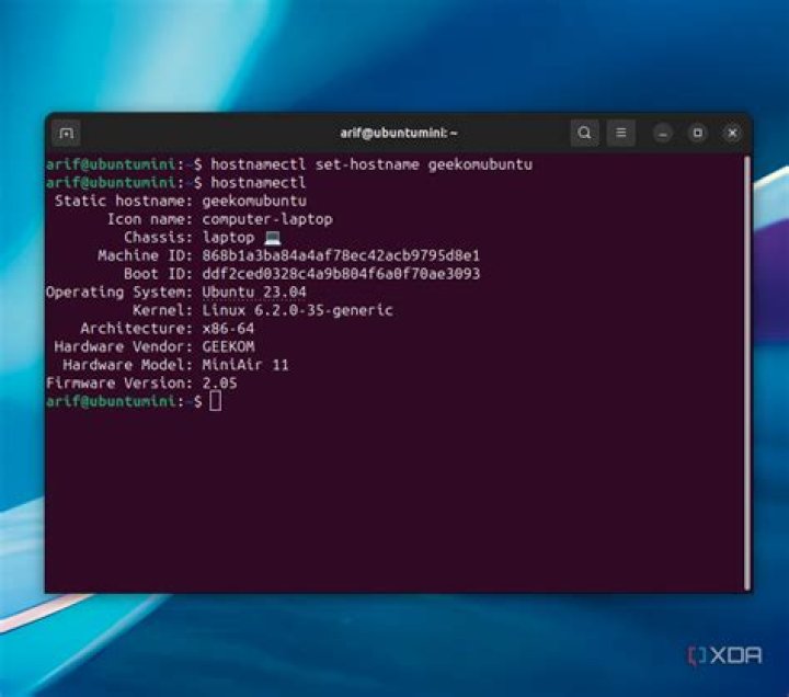 terminal command to change hostname