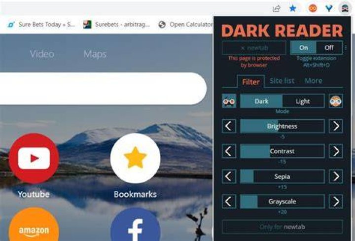 The Dark Reader extension