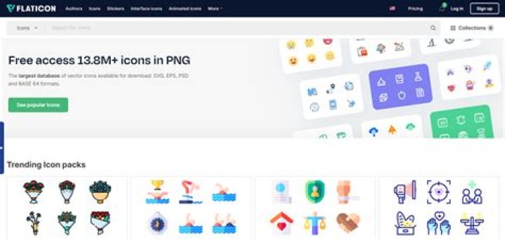 The flaticon website feature a variety of free icons and stickers to download
