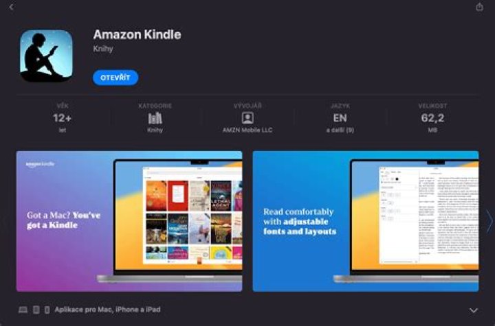 The Kindle Mac app page in the Mac App Store