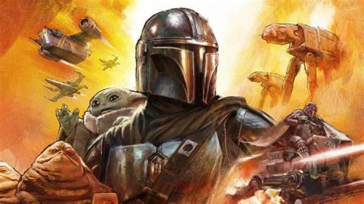 The Mandalorian shoots back while riding on a speeder