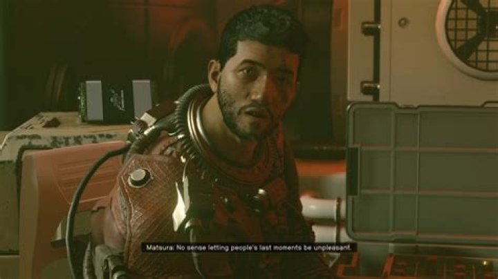 The player interrogates pirate captain Matsura in Starfield