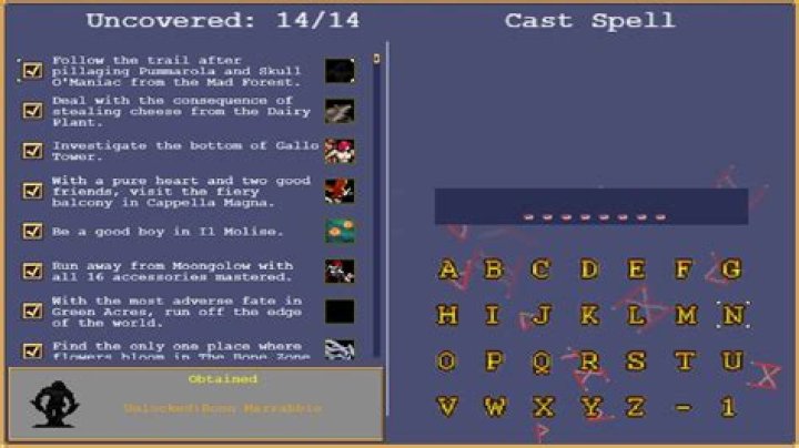 The Secrets menu in Vampire Survivors, which lists hidden secrets and &ldquo;spell&rdquo; cheat codes