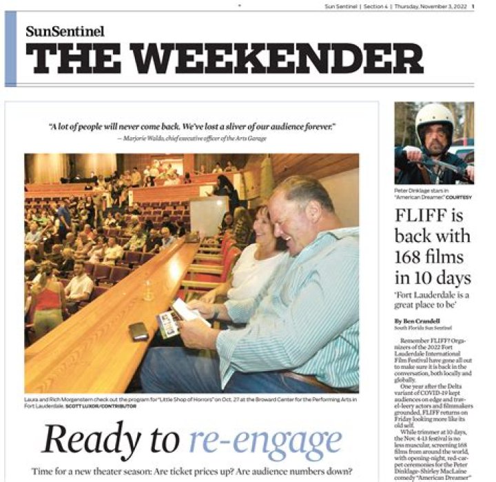 The Sun Sentinel debuted its new weekly entertainment section, The Weekender, on Nov. 3, 2022. The Sun Sentinel debuted its new weekly entertainment section, The Weekender, on Nov. 3, 2022.