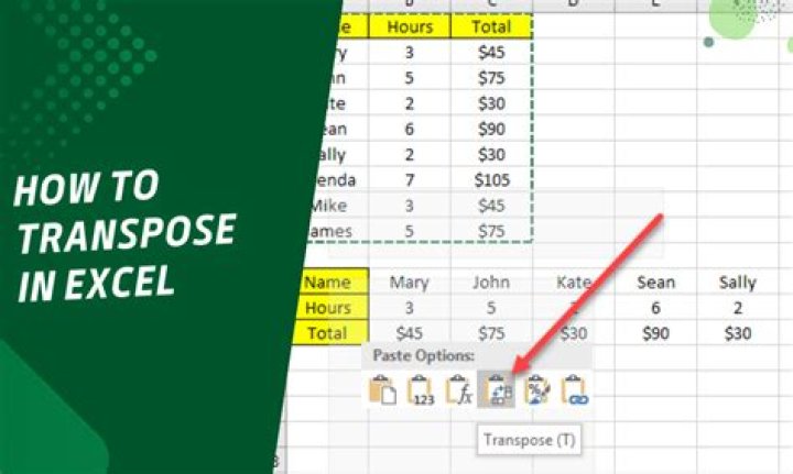Transpose Excel Data Table to Switch Rows and Columns