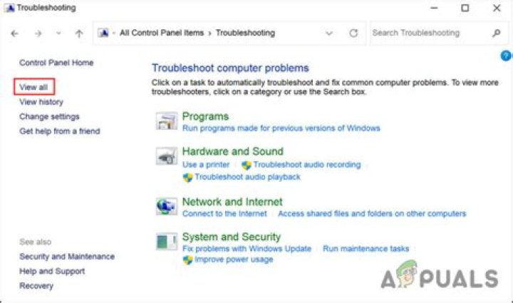 Troubleshooting view all