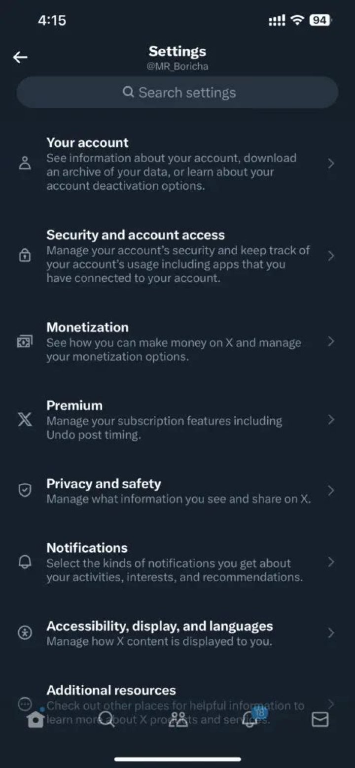 twitter app settings