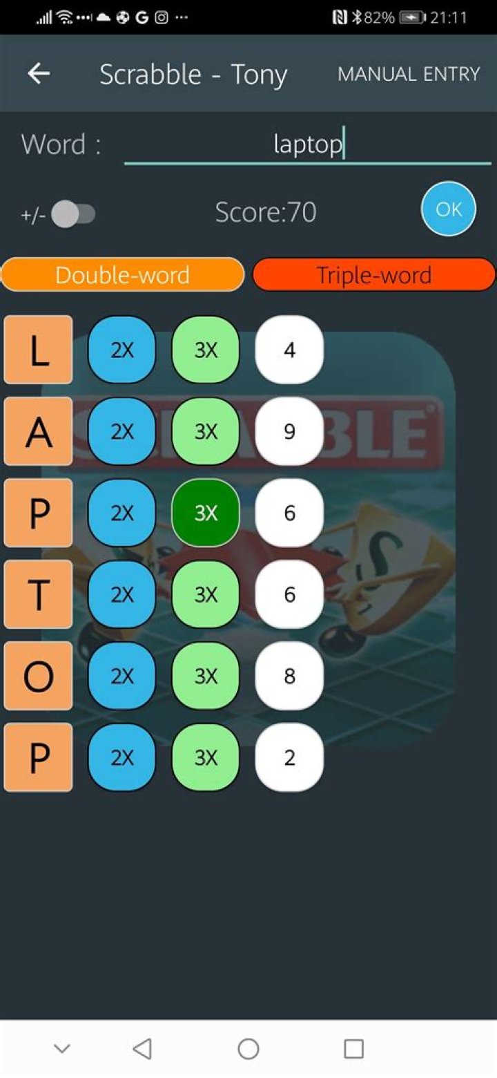 Ultimate Score Games scrabble counter