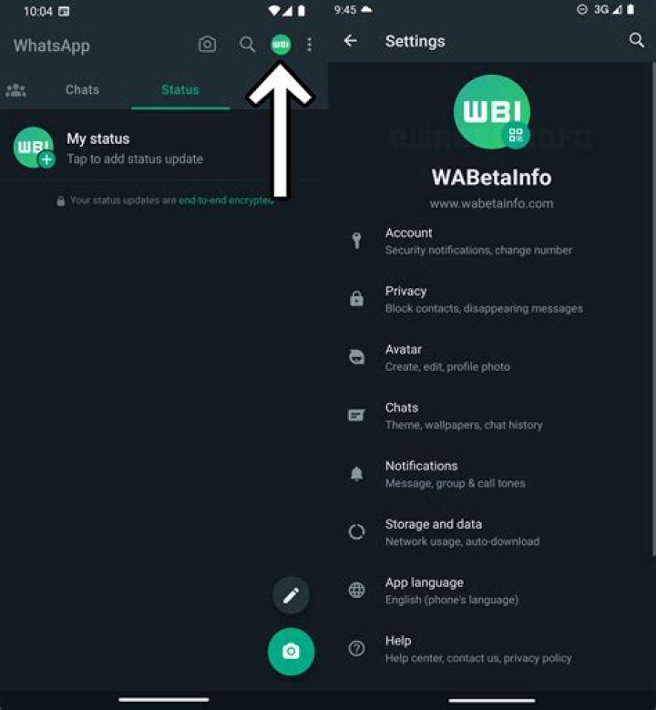 WhatsApp settings menu-Android