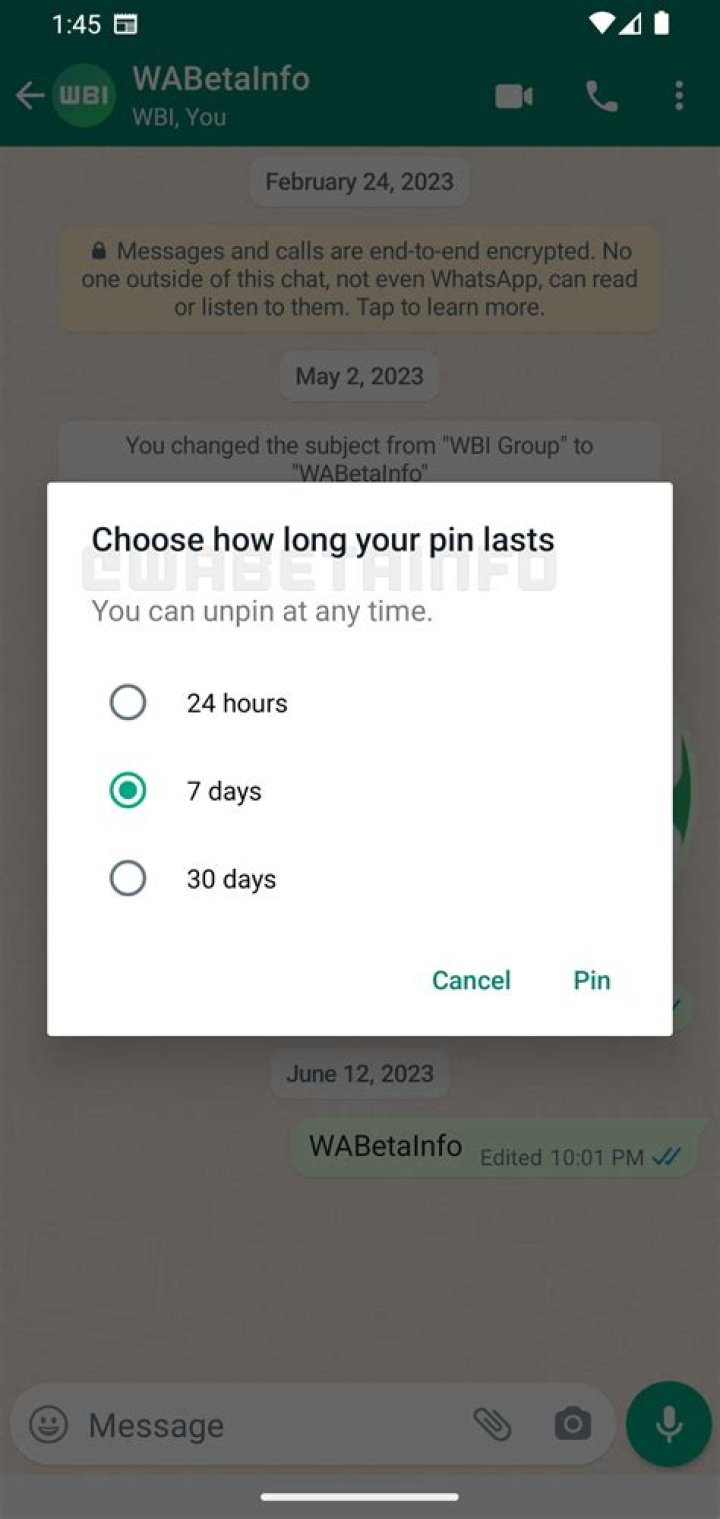 whatsapp unpin message