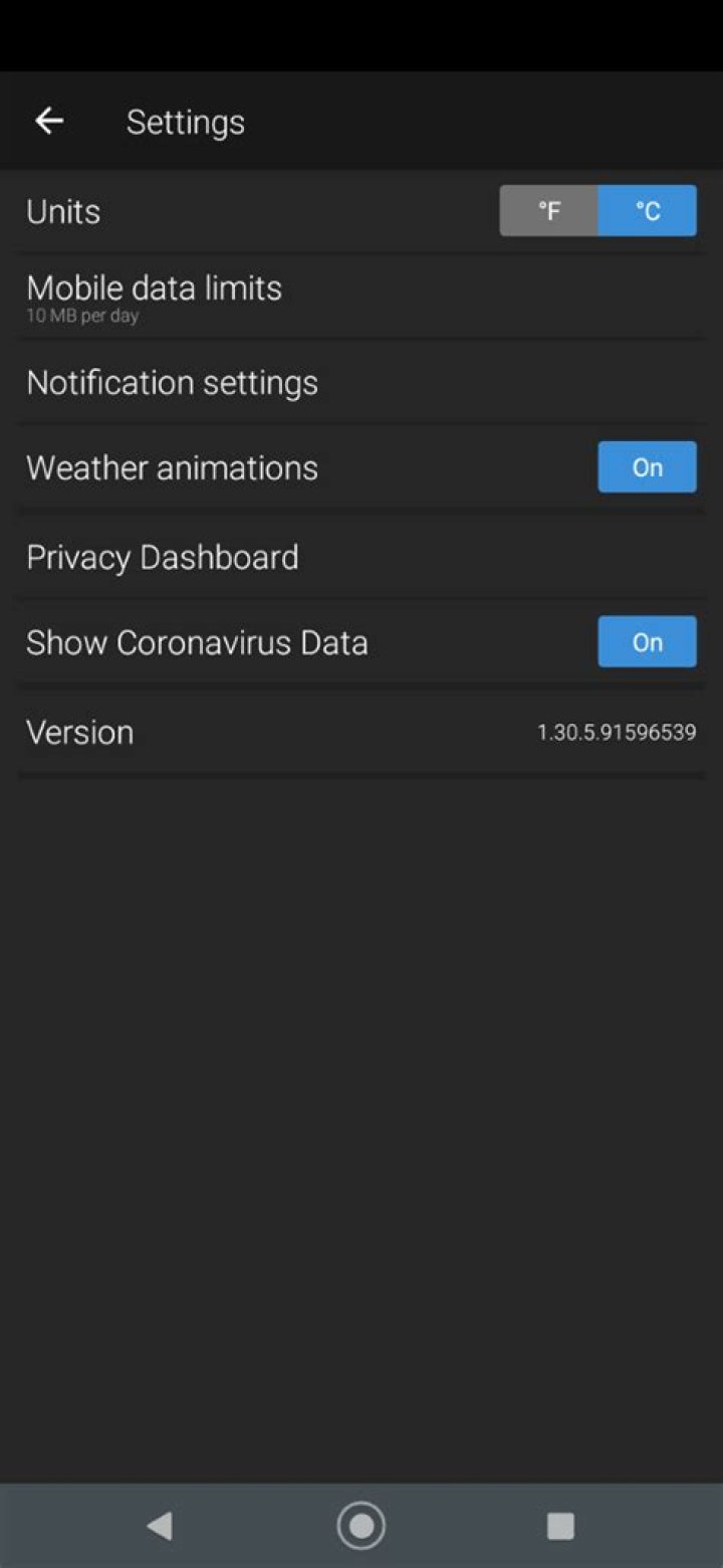 yahoo weather settings